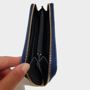Croc Print Zipped Leather Wallet