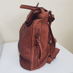 Lydia Convertible Woven Leather Backpack