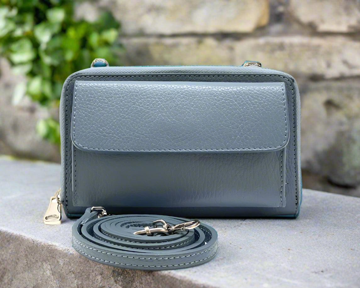 Leather Phone and Passport Holder Crossbody