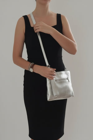 silver leather crossbody