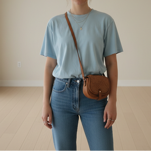 Woven Leather Small Crossbody - Washed Italian Leather