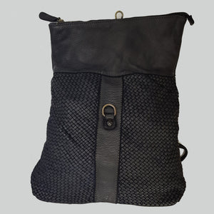 Lydia Woven/Smooth Rugged Chic Soft Leather Backpack