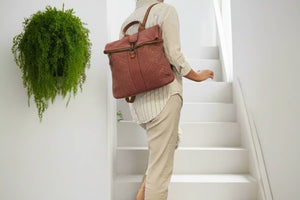 Lydia Woven/Smooth Rugged Chic Soft Leather Backpack