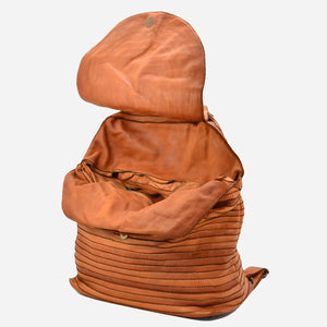 Leather Backpack with Round Flap Closure