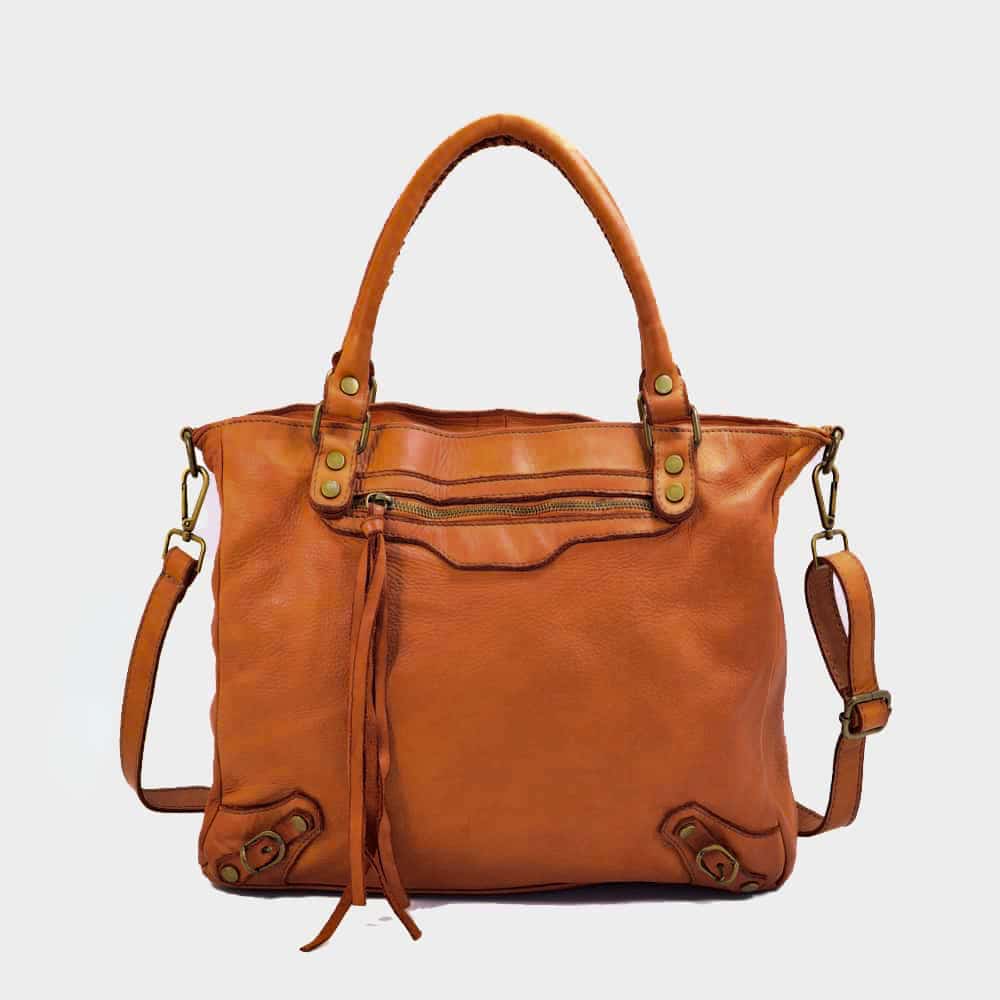 Distressed Leather City Satchel