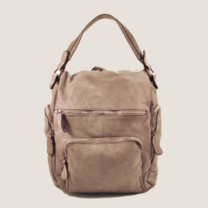 Convertible Multi-Pocket Leather Backpack / Shoulder Bag / Crossbody