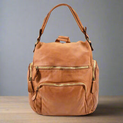 Convertible Multi-Pocket Leather Backpack / Shoulder Bag