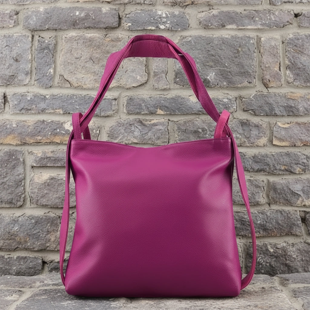 Purple handbag on a white background