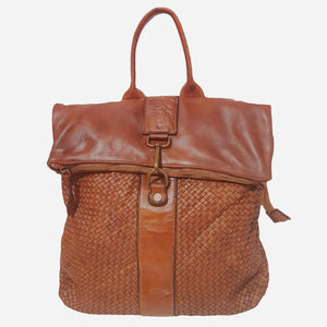 Lydia Woven/Smooth Rugged Chic Soft Leather Backpack