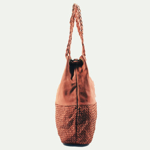 Woven Leather Bag with Braided Handles
