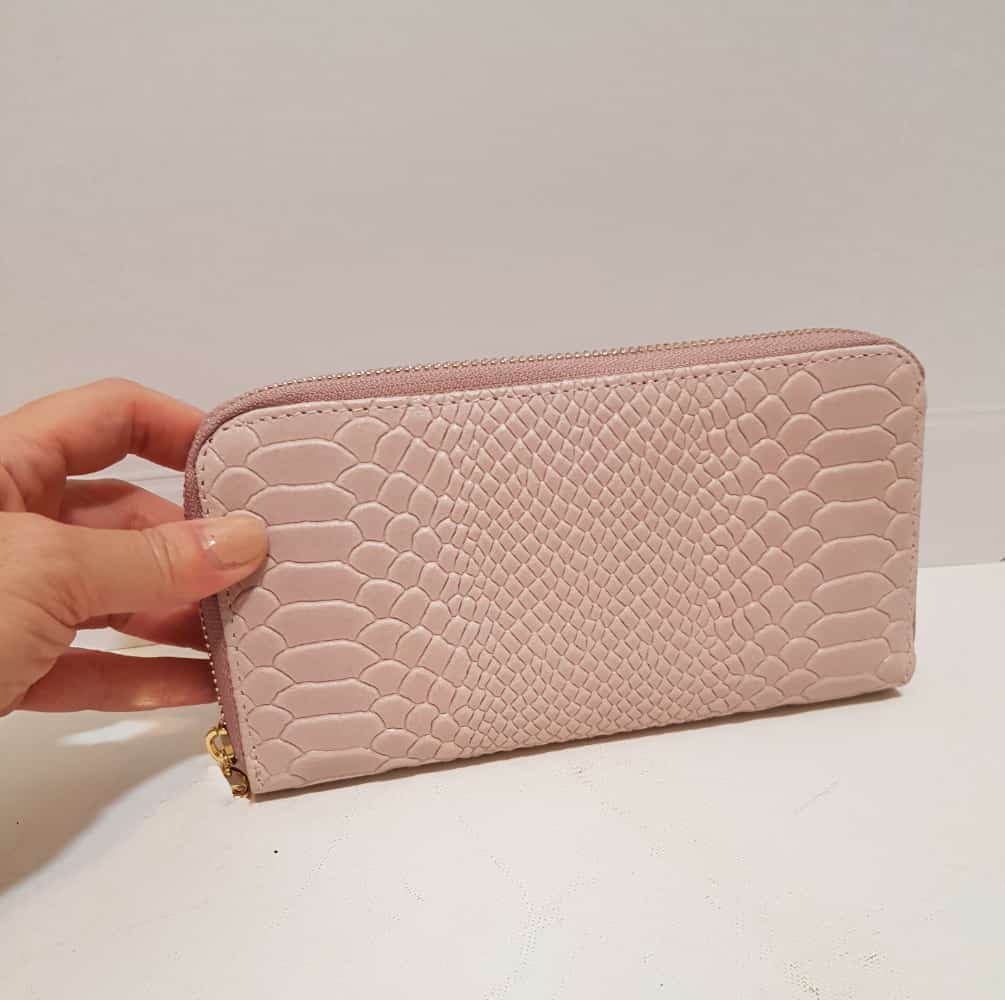 Croc Print Zipped Leather Wallet