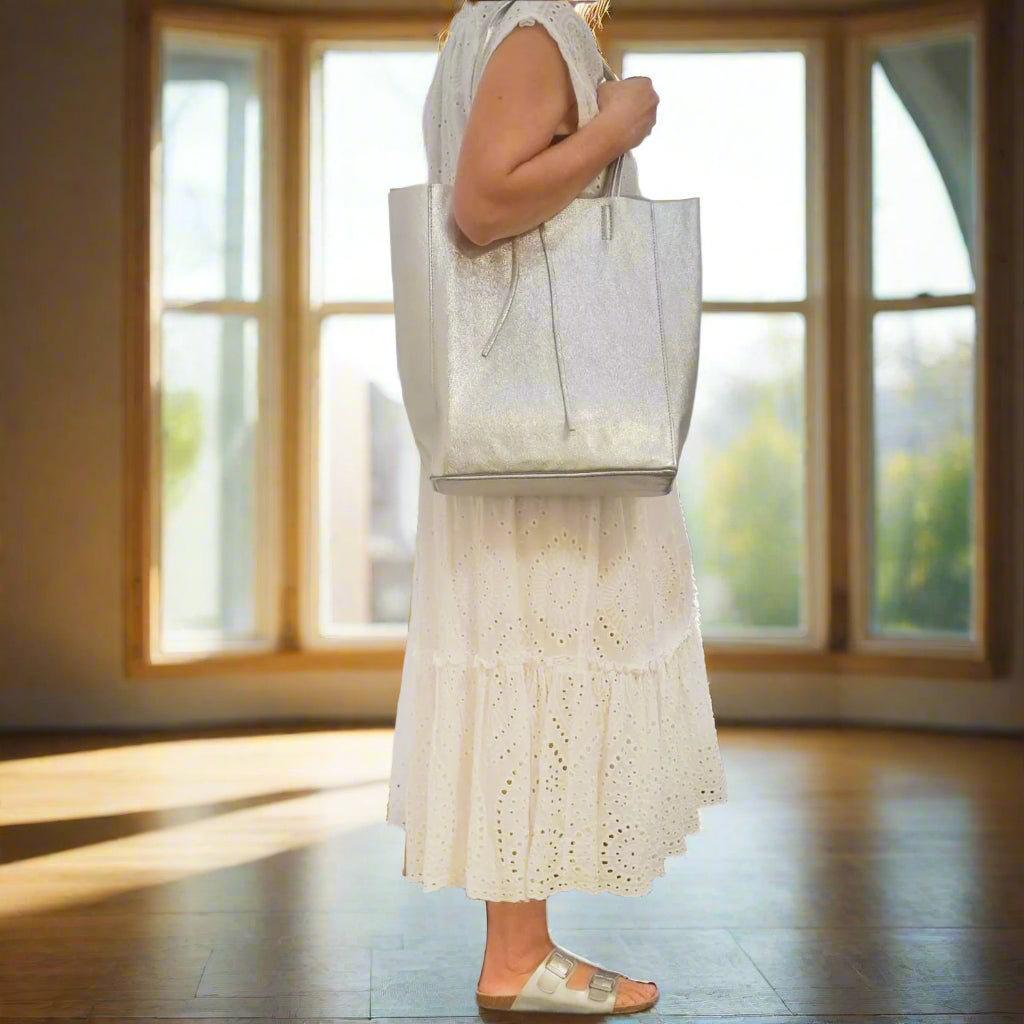 The Silver Ena Leather Tote