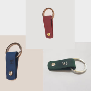Personalised Handcrafted Short Looped Leather Keyring