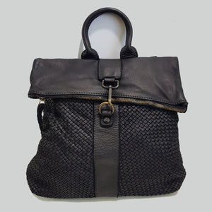 Lydia Woven/Smooth Rugged Chic Soft Leather Backpack