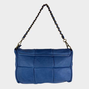 CLEARANCE One Left - Soft Washed Padded Leather Crossbody Bag in Denim Blue