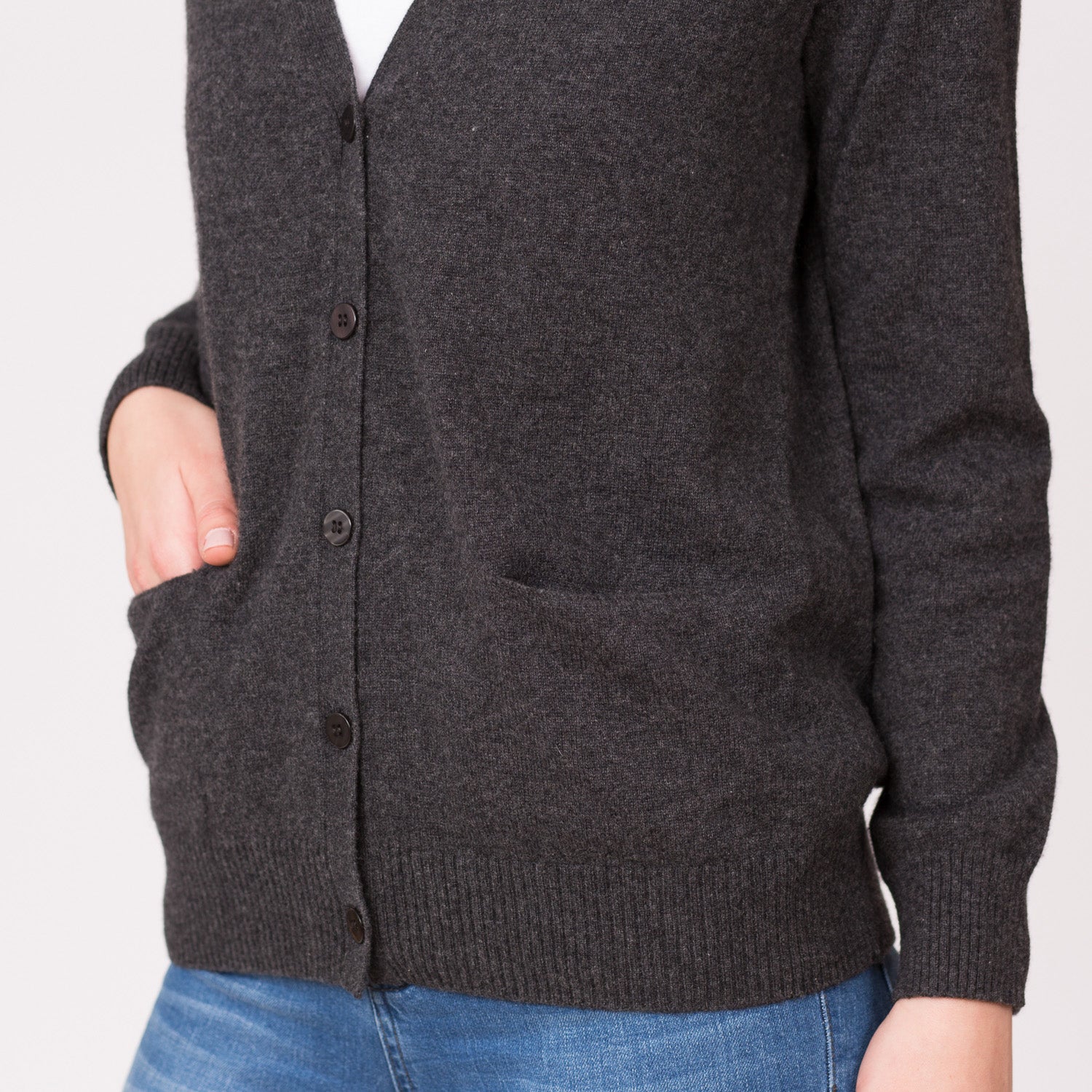 pure cashmere cardigan charcoal black grey 