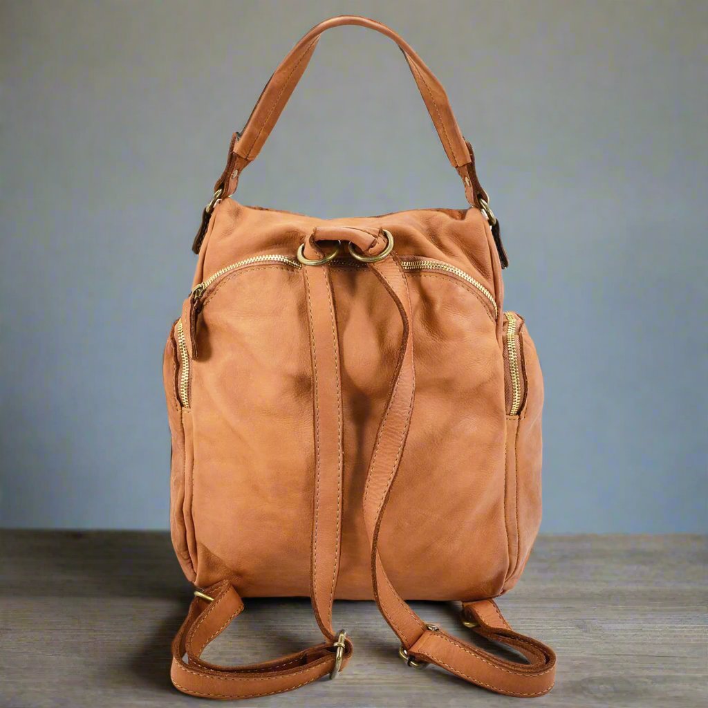 convertible leather backpack australia Convertible Multi-Pocket Leather Backpack / Shoulder Bag