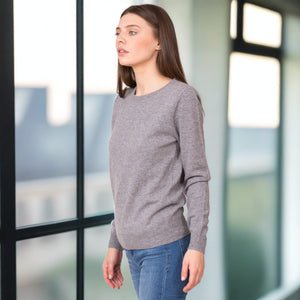 pure cashmere crew neck sweater grey 
