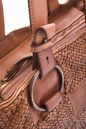 CLEARANCE One Left - Woven Patchwork Leather Tote Bag