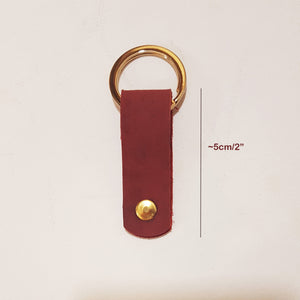 Personalised Handcrafted Short Looped Leather Keyring