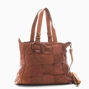 CLEARANCE One Left - Woven Patchwork Leather Tote Bag