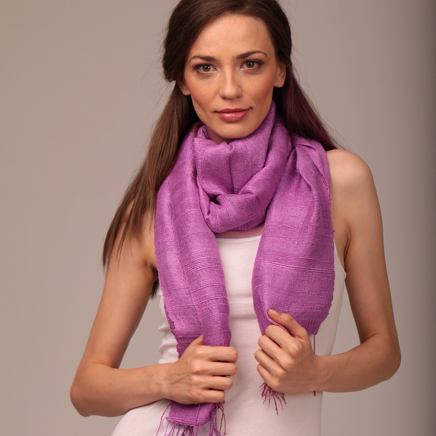 Raw Silk Scarf Orchid