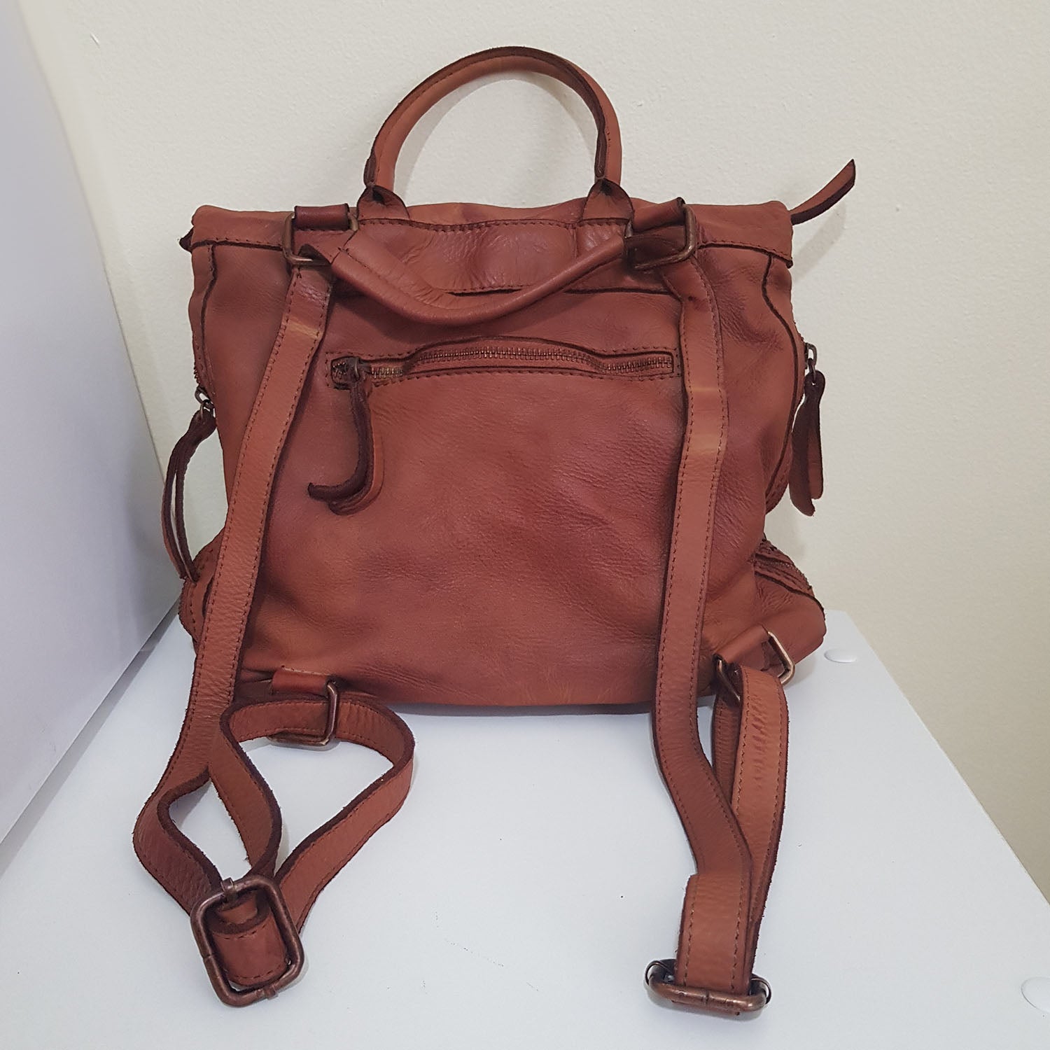 Remy Convertible Woven Leather Backpack