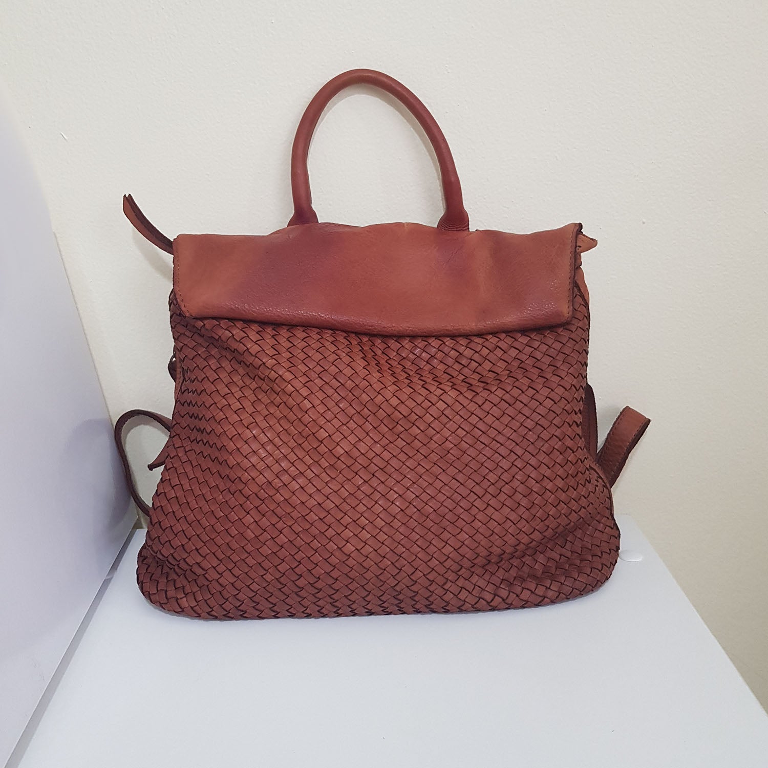 Remy Convertible Woven Leather Backpack