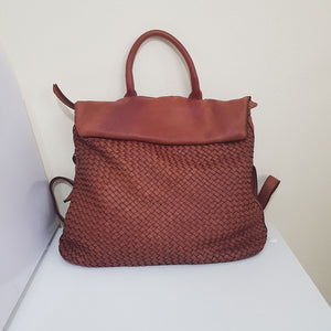 Lydia Convertible Woven Leather Backpack
