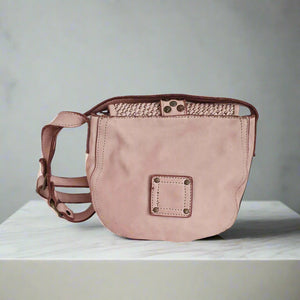 CLEARANCE One Left - Pink Studded Leather Small Crossbody - Washed Italian Leather