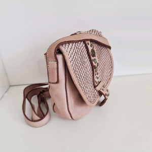 CLEARANCE One Left - Pink Studded Leather Small Crossbody - Washed Italian Leather