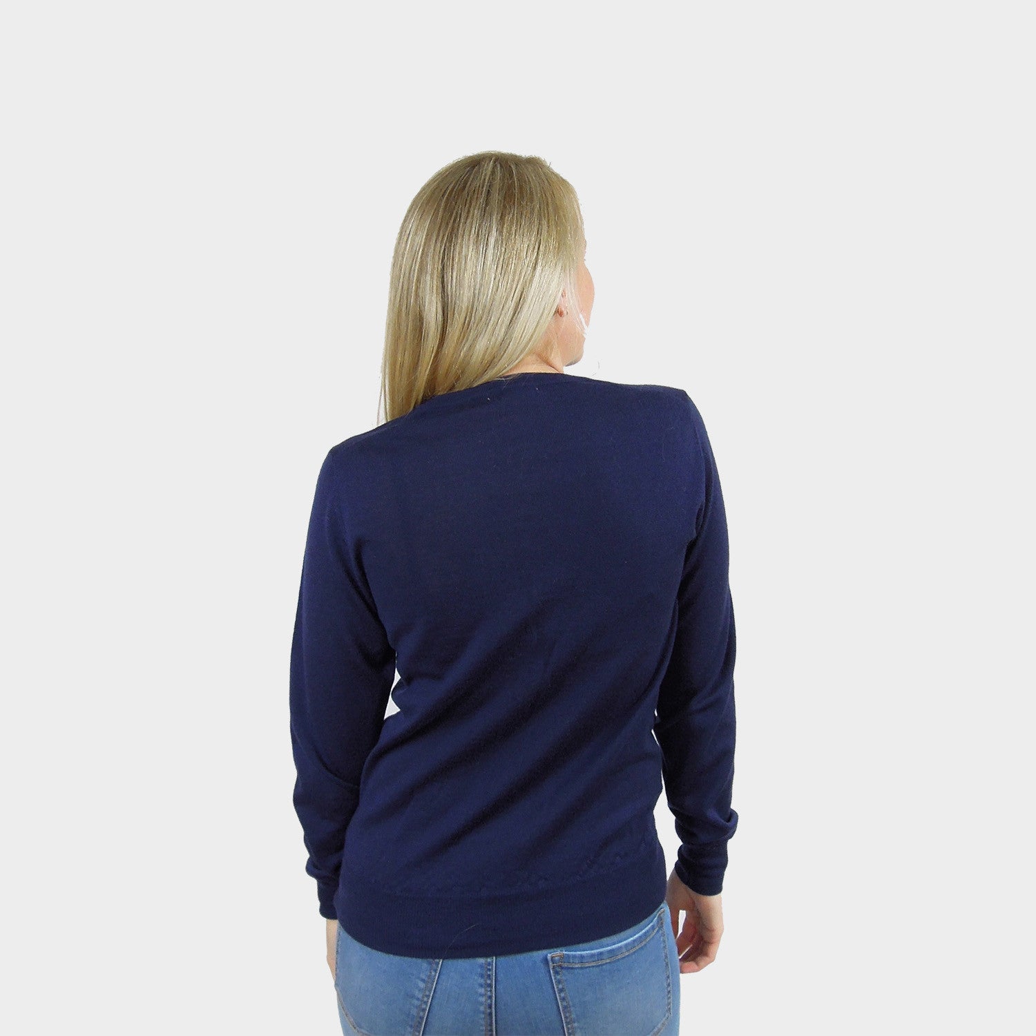 wool cardigan pure merino wool navy 