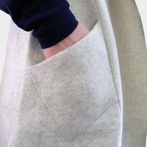 long sleeveless cardigan vest cream boiled merino wool 