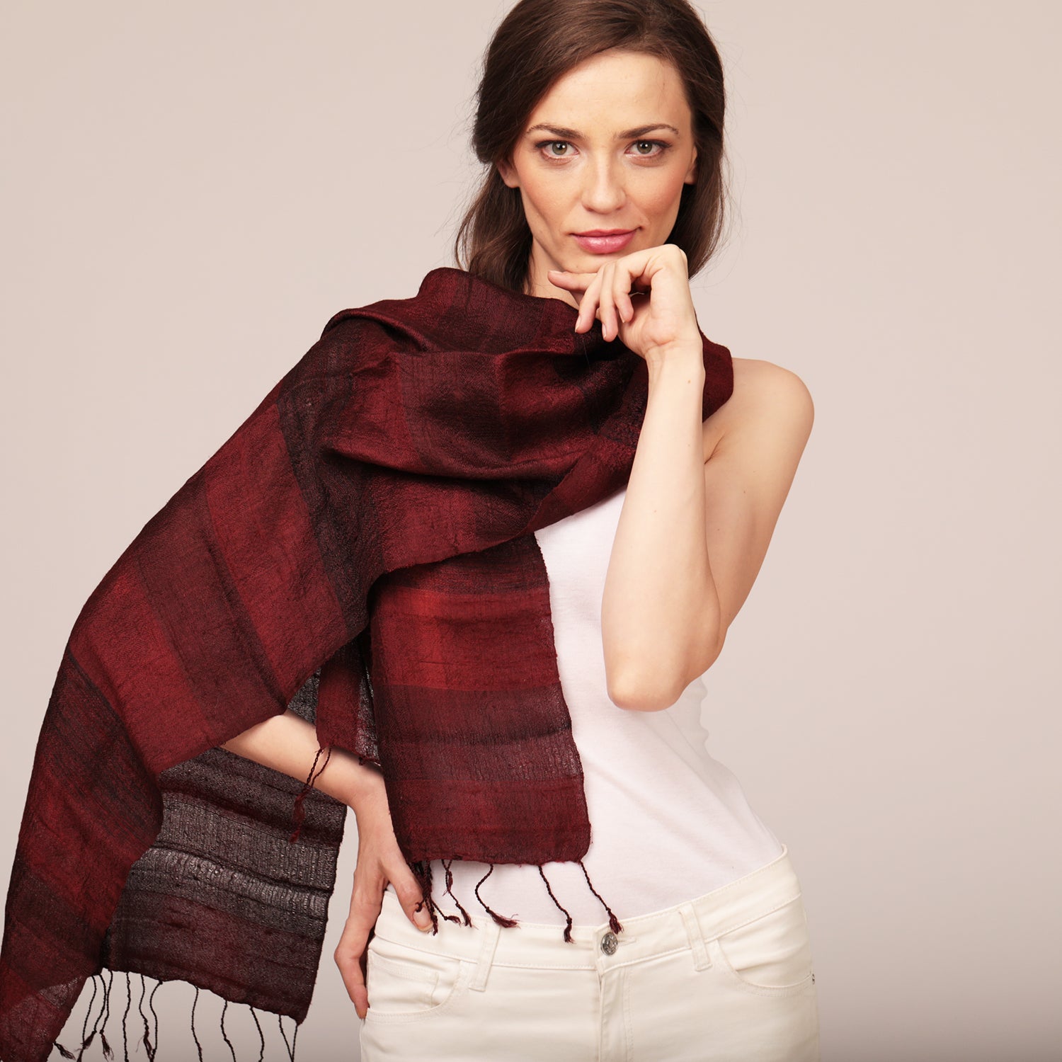 Raw Silk Scarf Mulberry