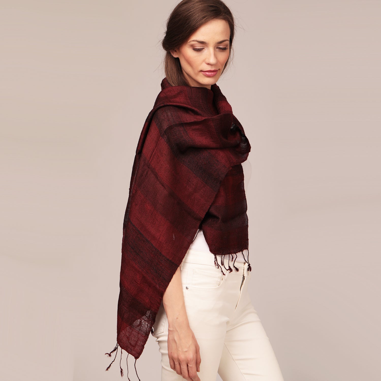 Raw Silk Scarf Mulberry