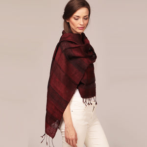 Raw Silk Scarf Mulberry