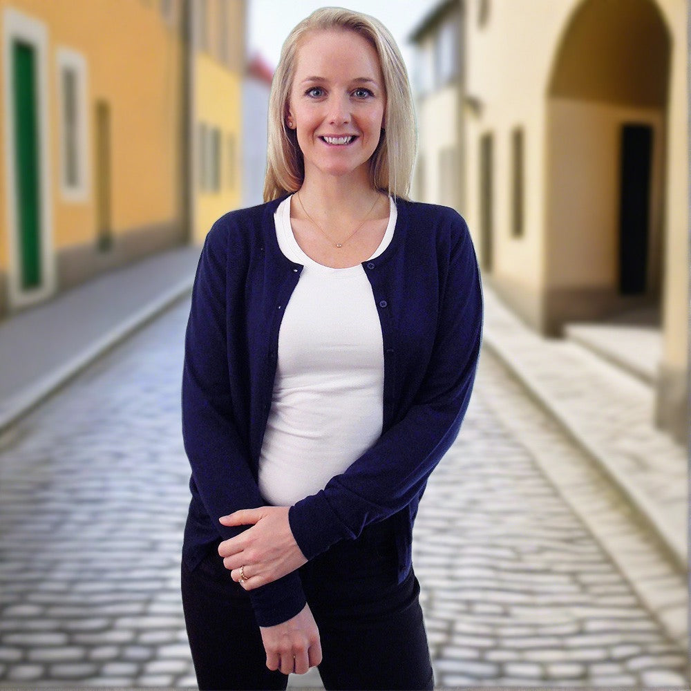 wool cardigan pure merino wool navy 