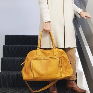 Washed Leather Weekender / Hand Luggage Bag