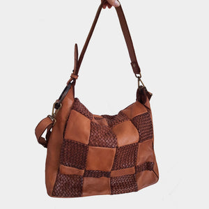 CLEARANCE One Left - Woven Patchwork Leather Crossbody / Messenger Bag