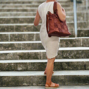 CLEARANCE One Left - Woven Patchwork Leather Tote Bag
